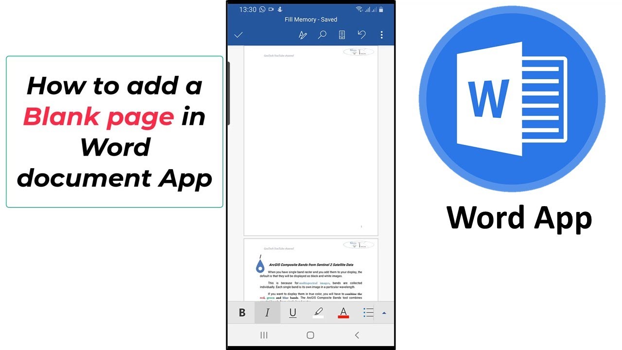 how to insert Blank Page in Word App in Phone android mobile