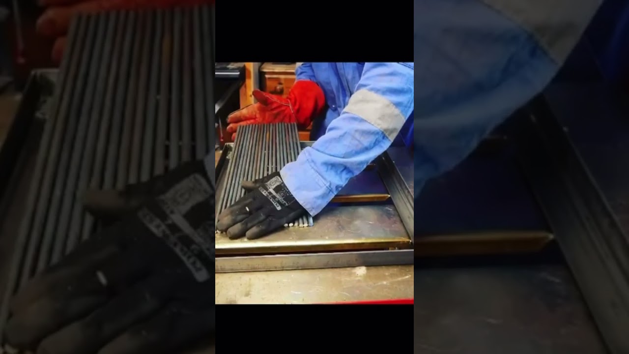 Welding a BBQ grid for our fire pit build. #welding #bbqbuild #firepits