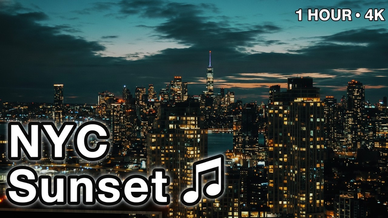 [4K] NYC Blue & Silver Sunset 🌃 • Music for Relaxing & Studying • Cinematic Ambient