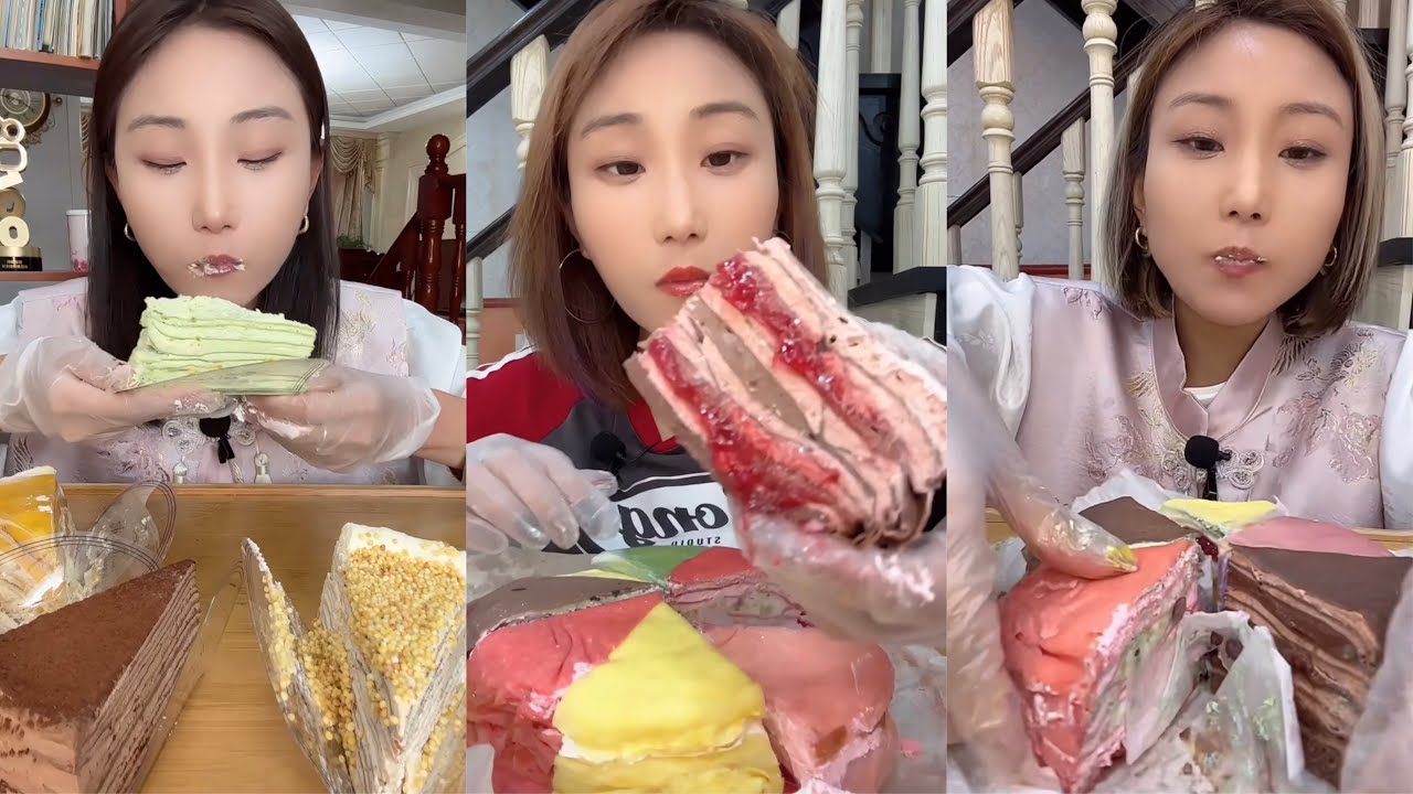 [CREPE ASMR] crepe cake | eating show