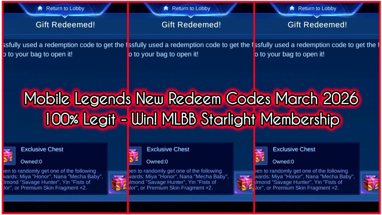Новинка! 3 промокода для Mobile Legends на 11 марта 2026 года - 100% легальные промокоды MLBB + S...
