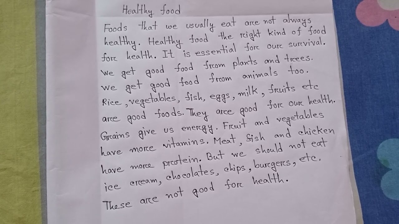 Healthy food  l English Paragraph l  Class five  l
