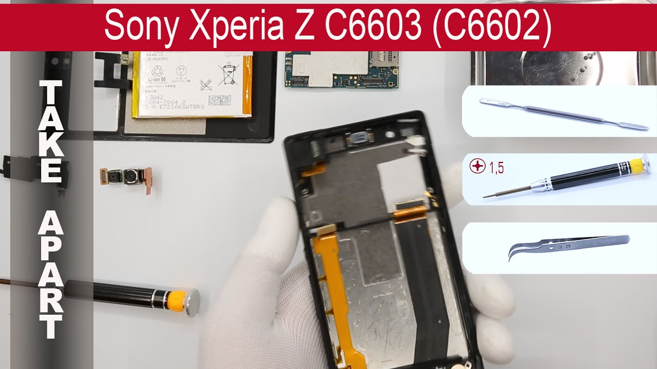 Как разобрать 📱 Sony Xperia Z C6602 C6603 (L36i, L36h, L36a) Разборка и ремонт