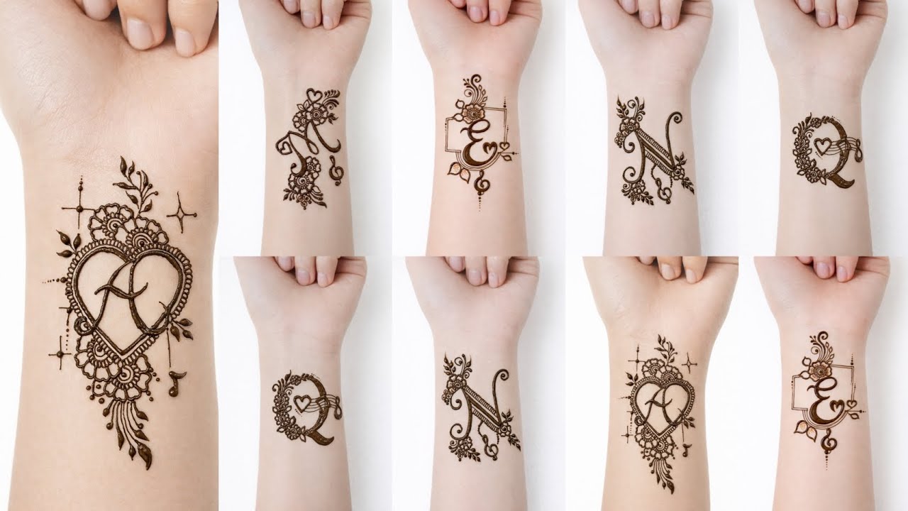 A, M, N, Q, and E❤️Letter Mehndi Tattoo Design| Letter Tattoo Design|Alphabet Mehndi Tattoo Designs
