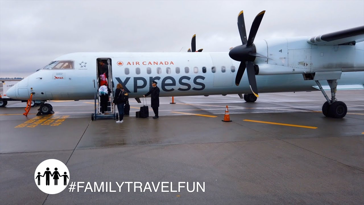 VANCOUVER Takeoff, Flying to Seattle-Tacoma Airport on Air Canada Express Bombardier Q400