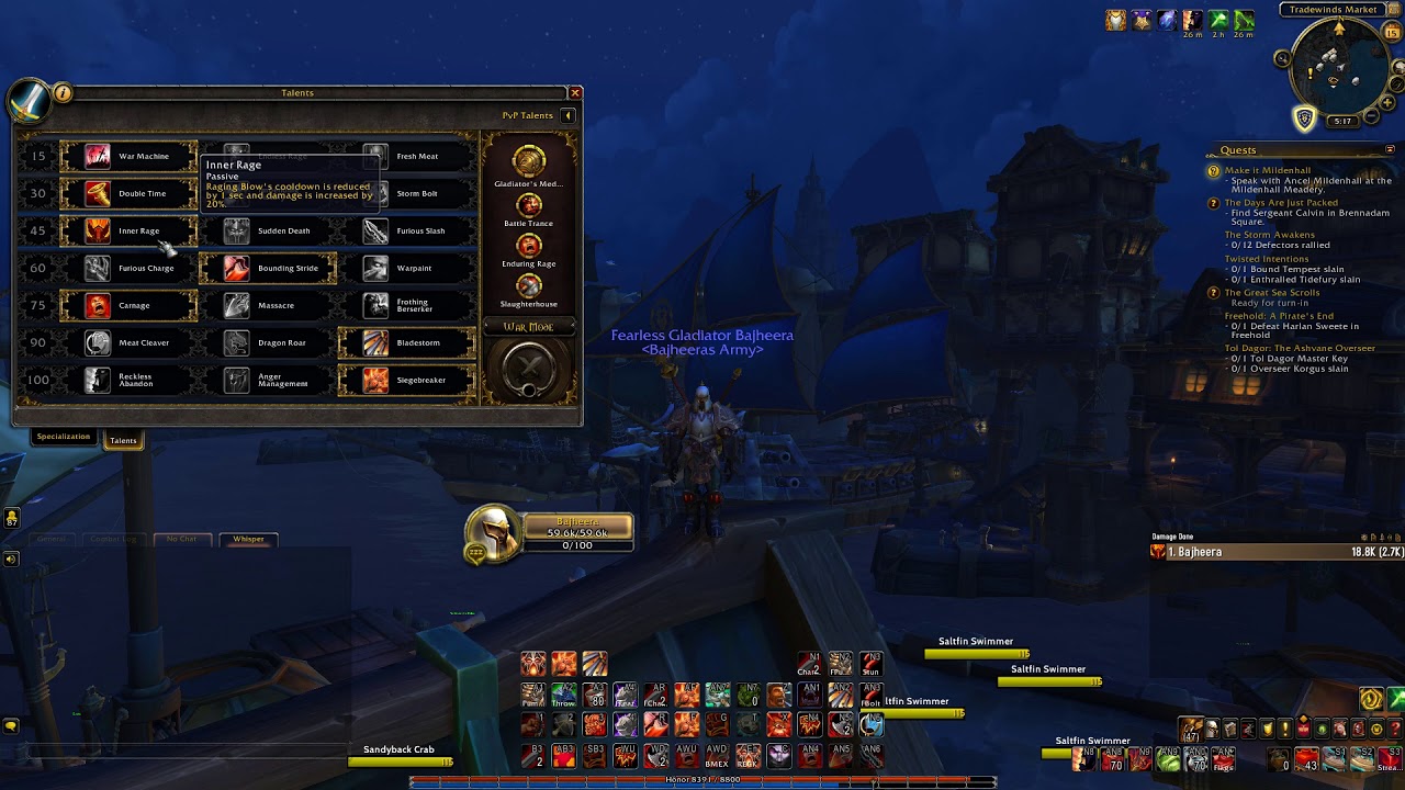 Bajheera - BFA Fury Warrior Leveling Talents & Legendary Guide - WoW Battle for Azeroth Tips