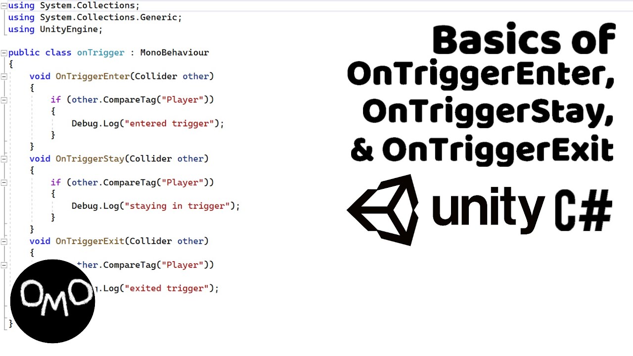 The Basics of OnTriggerEnter, OnTriggerStay, & OnTriggerExit in Unity C#