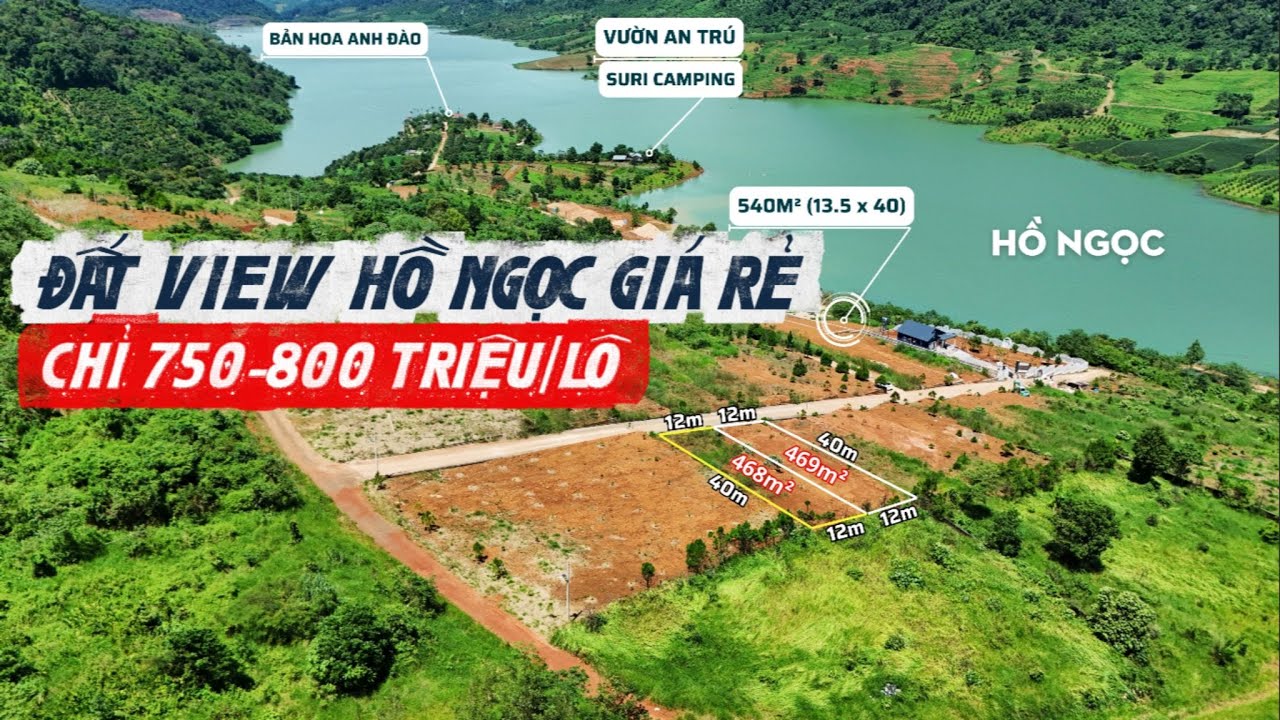 Đất Hồ Ngọc Bảo Lộc Lâm Đồng giá rẻ, chỉ 750-800 Tr/Lô, diện tích hơn 500m² mỗi lô