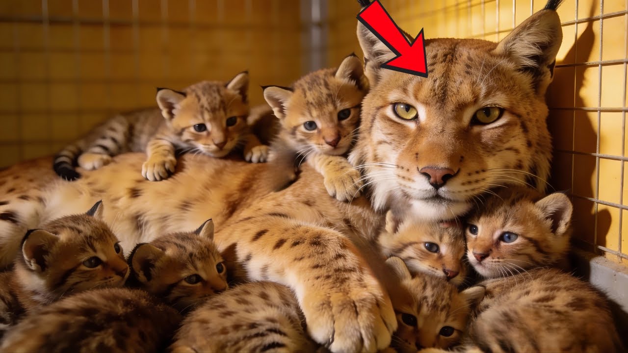 This bobcat rescued from the illegal pet trade — now he’s foster dad to 14 orphaned bobcat kitten