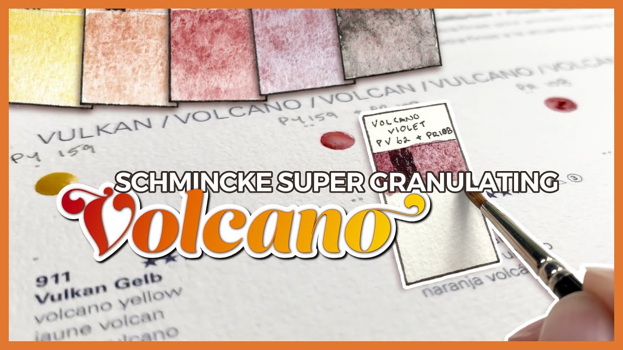 Schmincke Super Granulating Volcano Watercolour dot card - Swatch and pigment break downwatercolours
