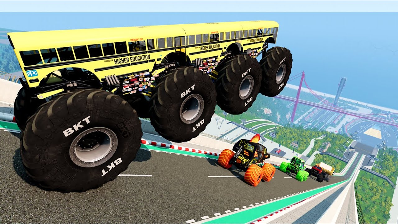 Epic High Speed monster trucks jumps stunts & crashes #060 | BeamNG Drive