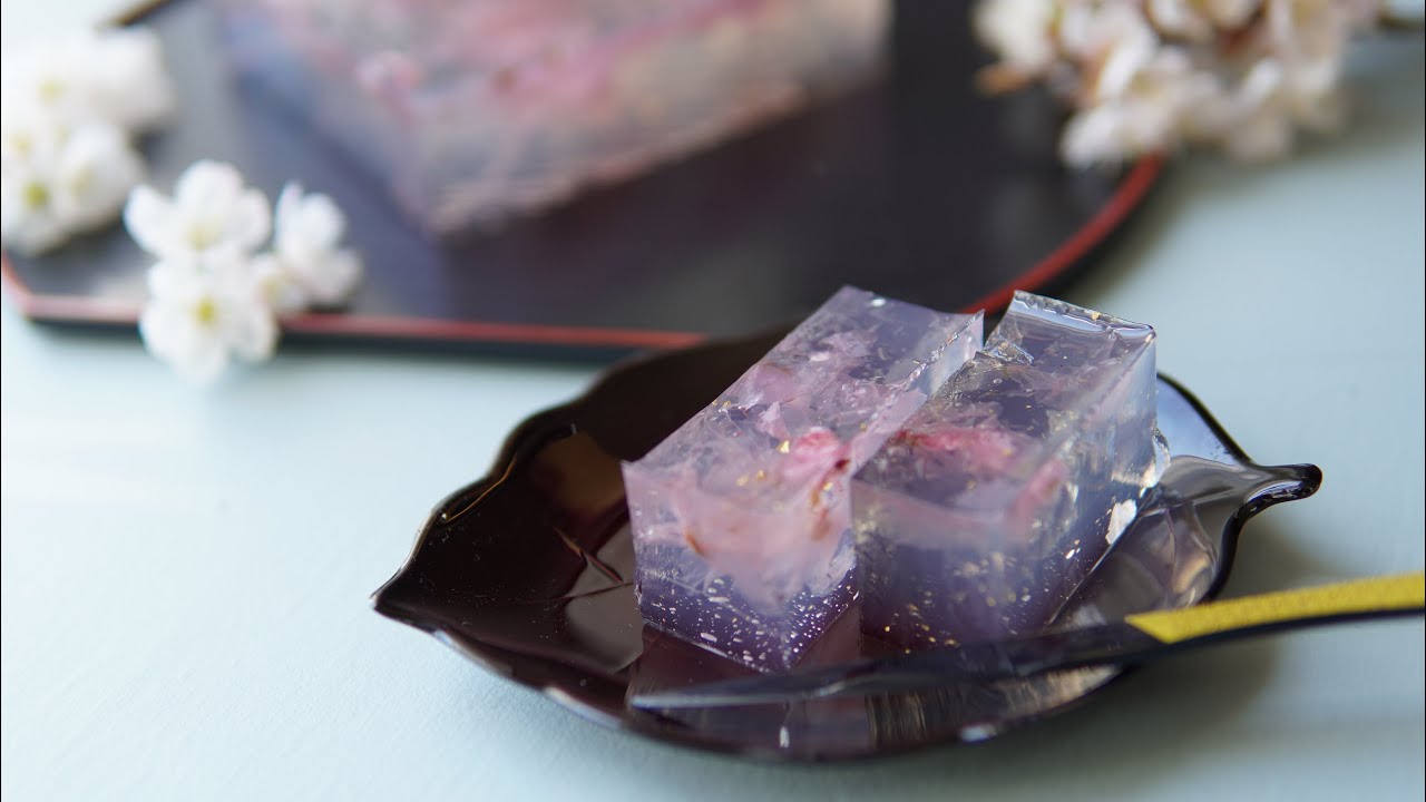 春の【錦玉羹】材料は、4つだけ。常温で固まります。Japanese Wagashi Kingyokukan