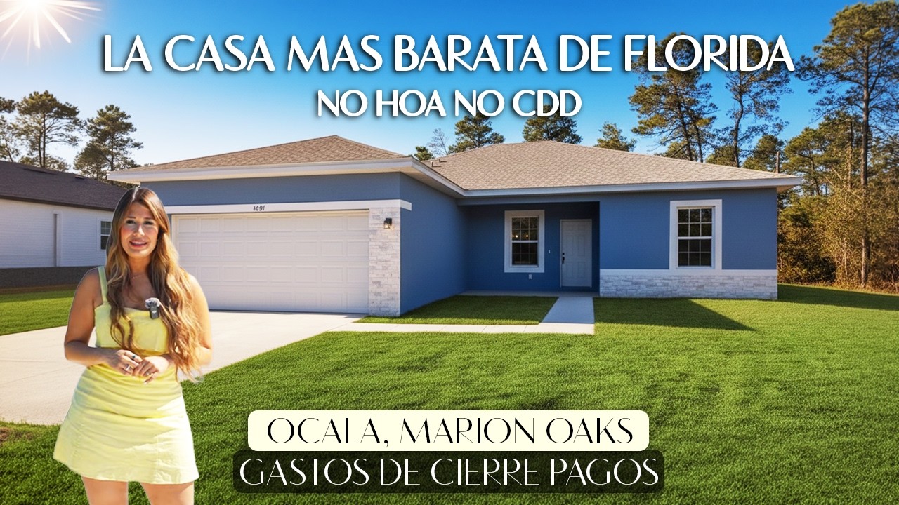Casa nueva y barata en Ocala Marion Oaks | Sin HOA ni CDD | Gastos de Cierre Cubiertos