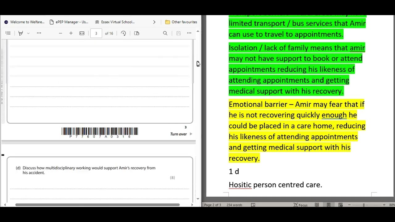 Unit 2: Working in care - Exam paper walkthrough - January 2024 📝📑