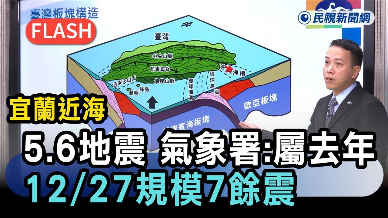 快新聞／宜蘭近海5.6地震　氣象署：屬去年12/27規模7餘震－民視新聞