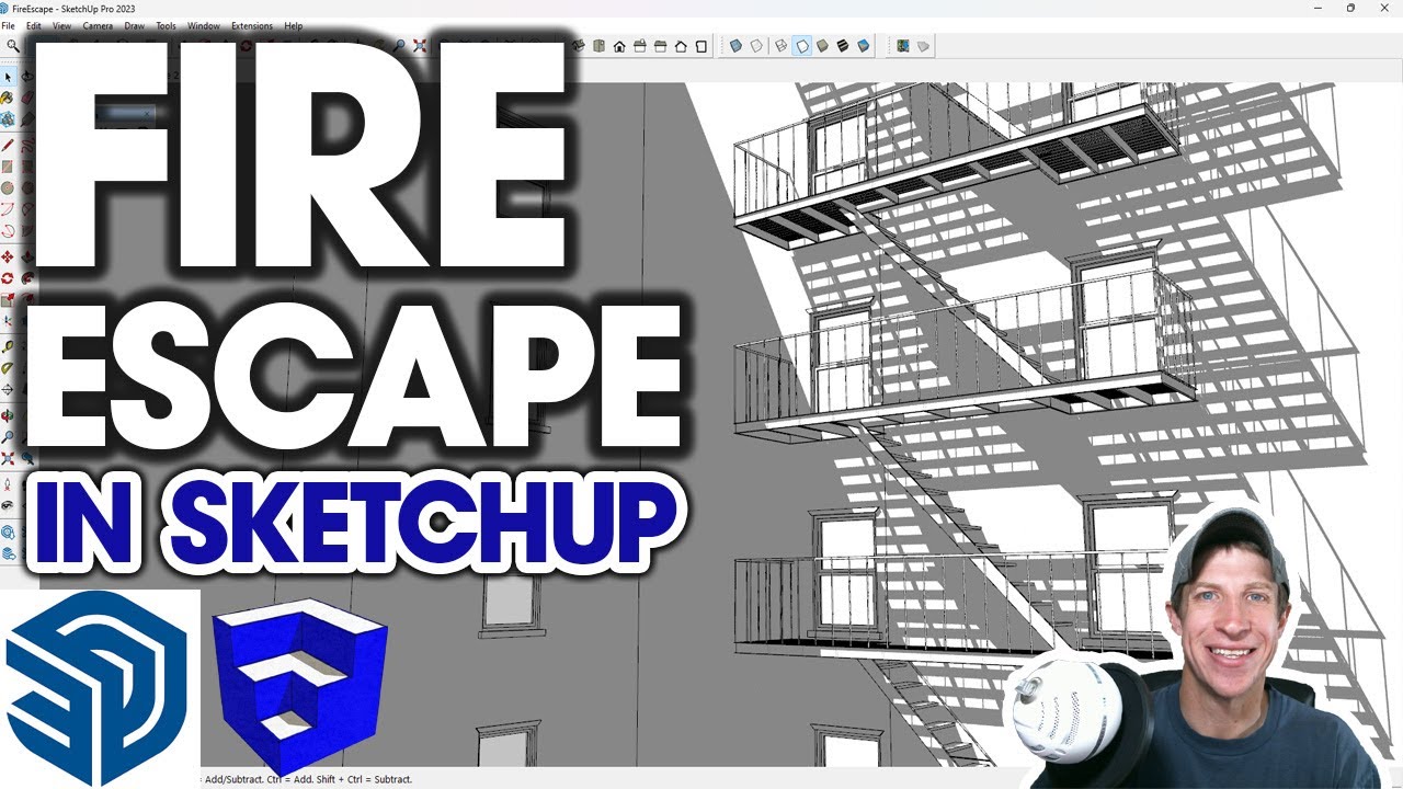 Modeling a FIRE ESCAPE in SketchUp (Step by Step Tutorial)
