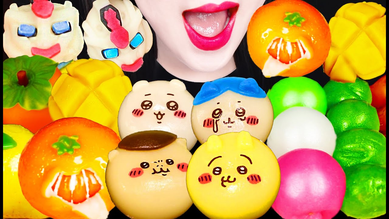 ASMR CHIIKAWA MOCHI, DANGO, SWEET BEAN CAKES 치이카와 모찌 ちいかわ 먹방 MUKBANG
