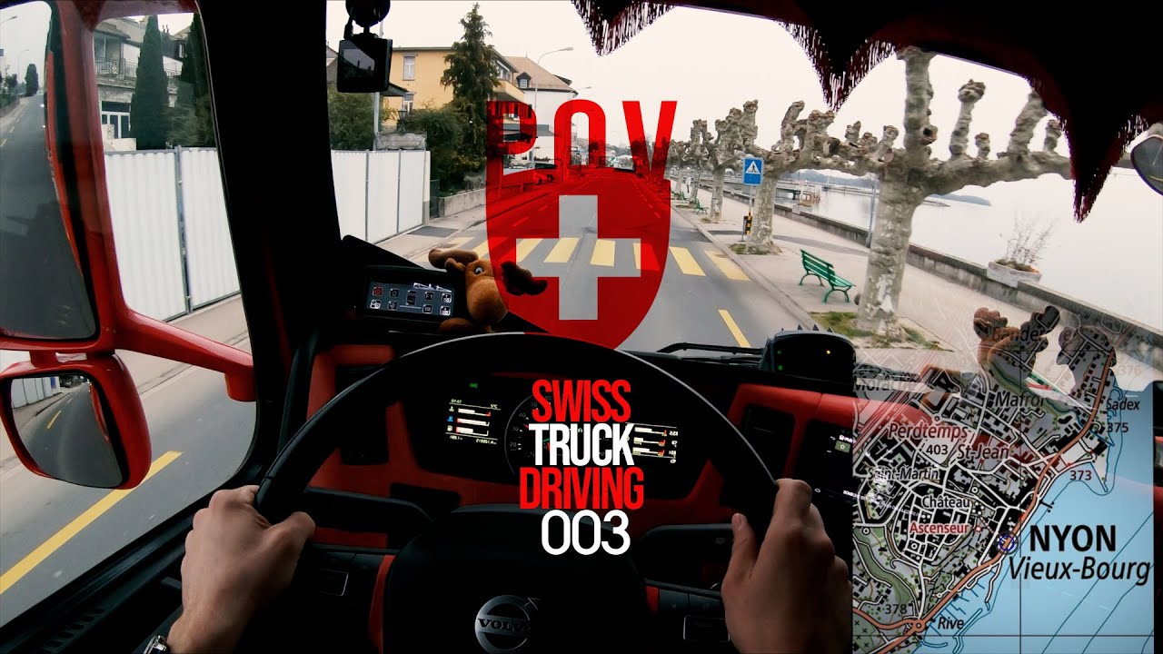 POV Swiss Truck Driving 003 I Romandie: Nyon - Rolle - Morges I Volvo FM4 Cartransporter