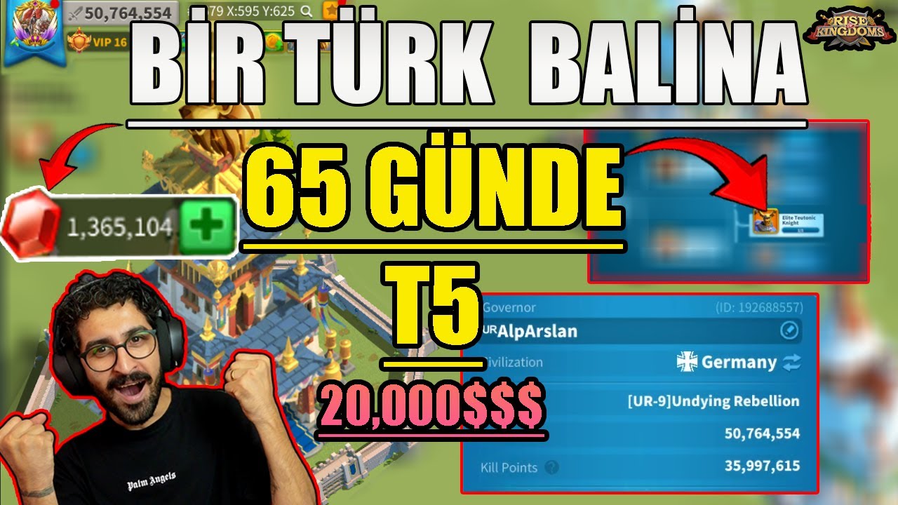 20,000$ Harcayan Türk Balina Hesap incelemesi - 65 GÜNDE T5 AÇAN TÜRK OYUNCU - RISE OF KINGDOMS