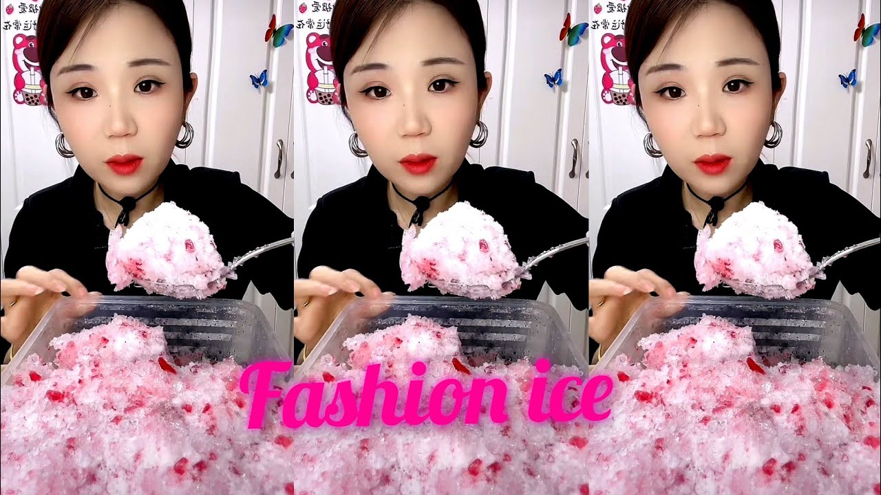 ASMR SHAVED ICE EATING YY MUKBANG (kuaishou id YY910509)