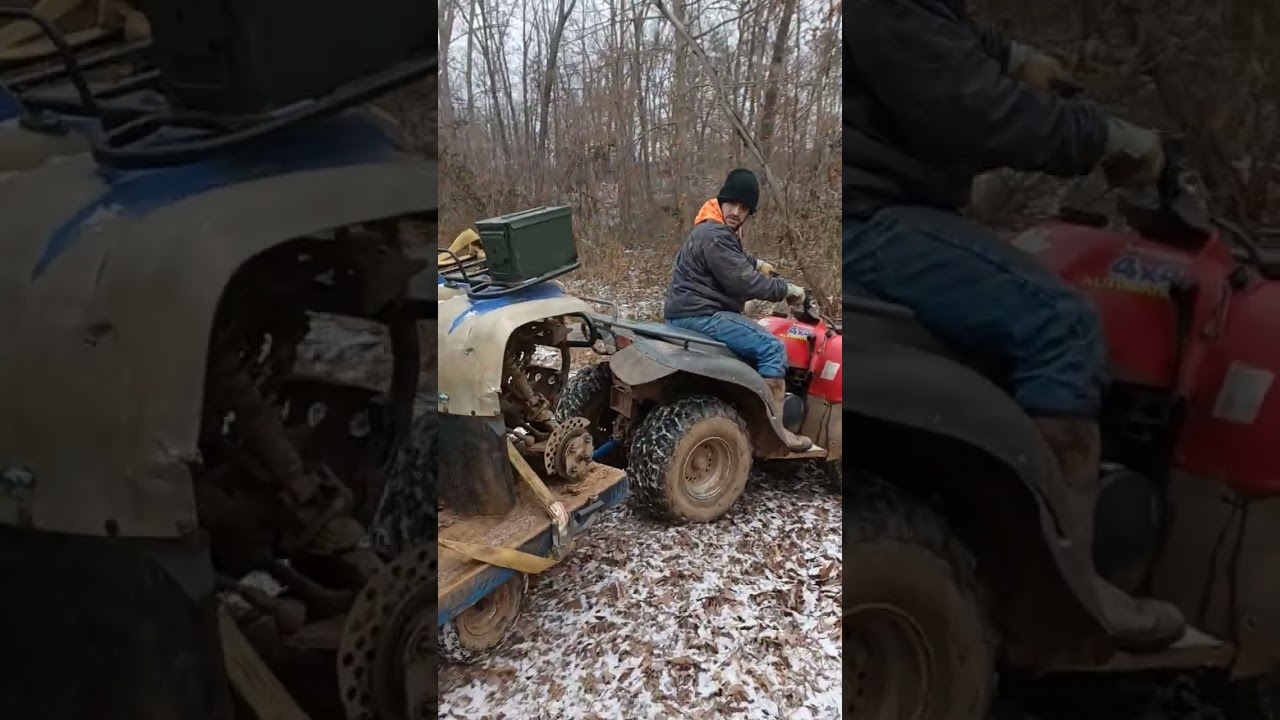 Pulling the big bear 400 4x4 out of the back yard and to the front yard to sale it.