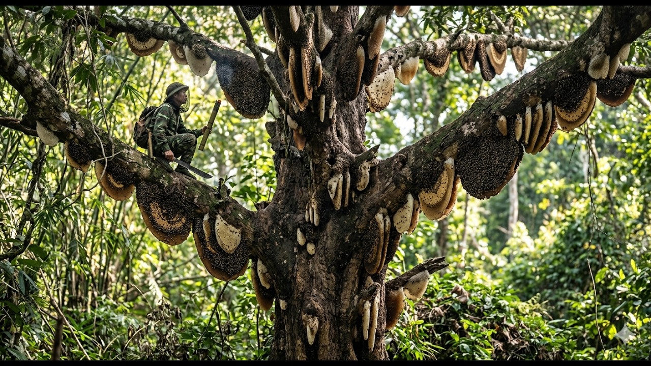 Đi rừng trúng luồng ong toàn ổ ong khủng