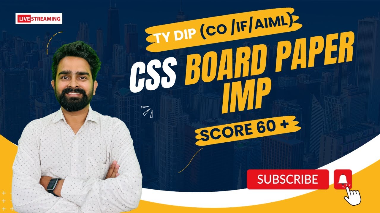 Score 60+ in CSS |  Live - 1 | TY Diploma | Very Imp Question for Exam 2023 | Rajan Sir