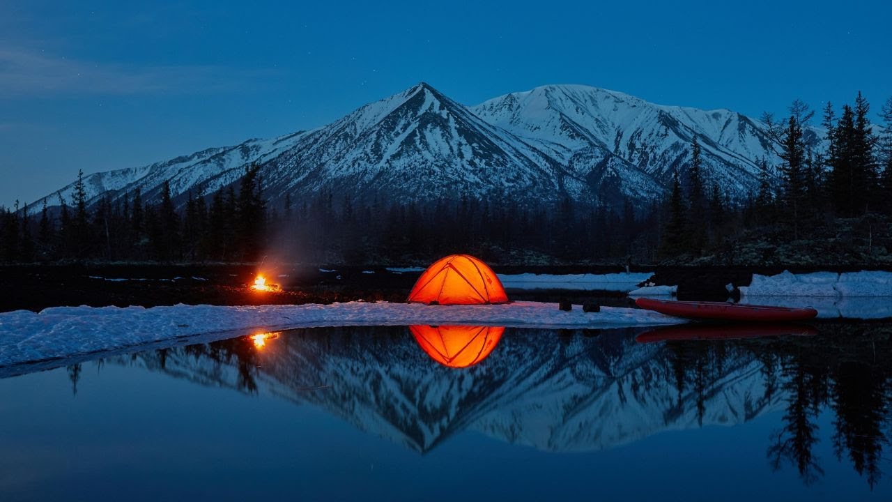 Campfire, Winter Wind, and Wolf Howl Sounds - 6 Hours - Campfire Sounds with Wolves (No Music!)