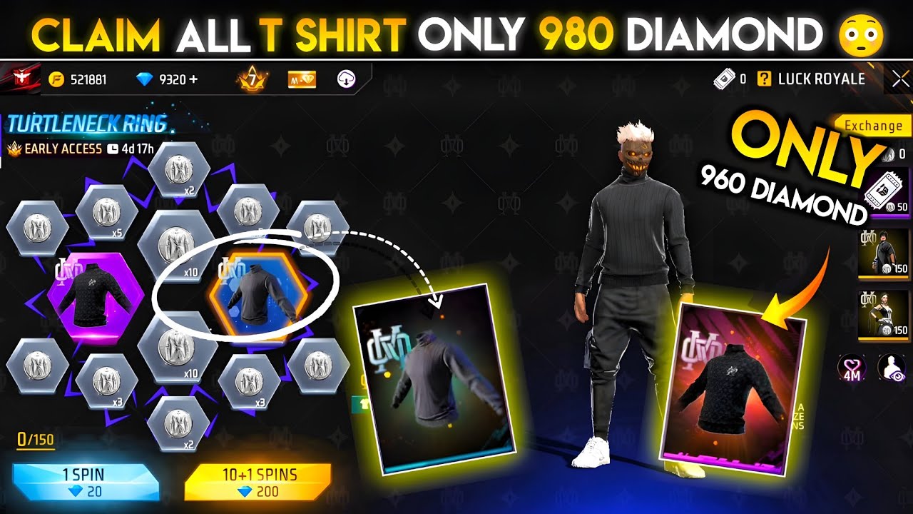 Black T-shirt Ring Event Free Fire | free fire new event | ff new event | new event free fire