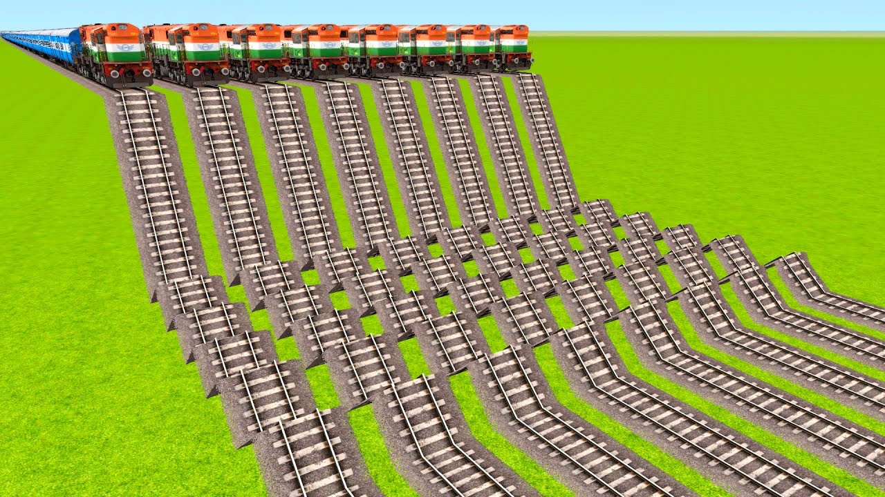 EIGHT SAME LOCOMOTIVE TRAINS CRAZIST CRASHED AND SLIPPED FROM DOWN STAIR TRACKS|Train simulator|