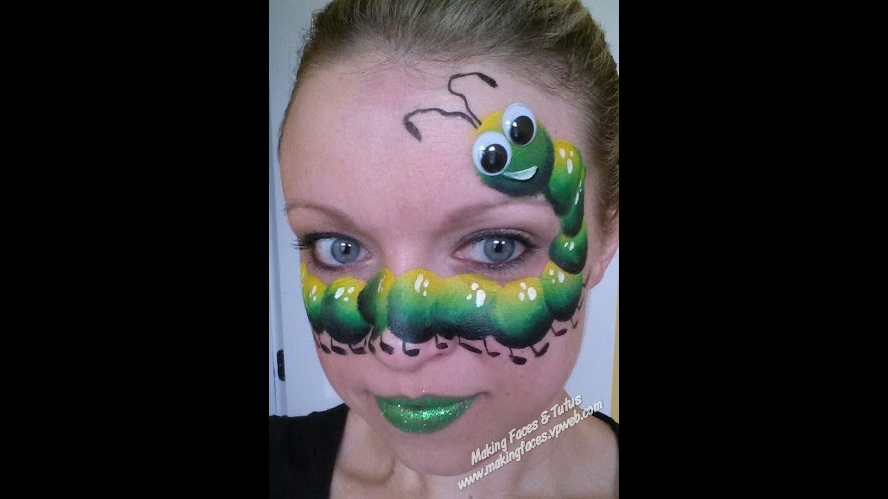 Silly caterpillar face painting tutorial by Cameron Garrett