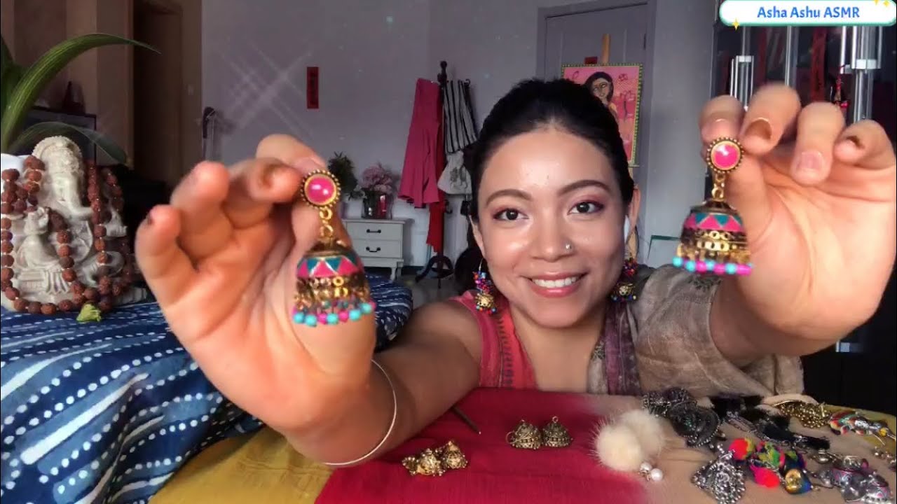 ASMR Jhumka Earrings Shop 🦚*Soft Spoken and Surface Slow Tapping Relaxing Sounds*