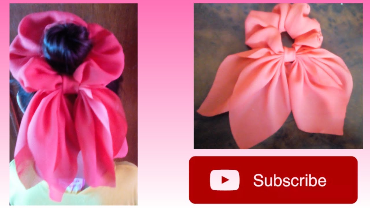 scrunchies con moño de tela chifón