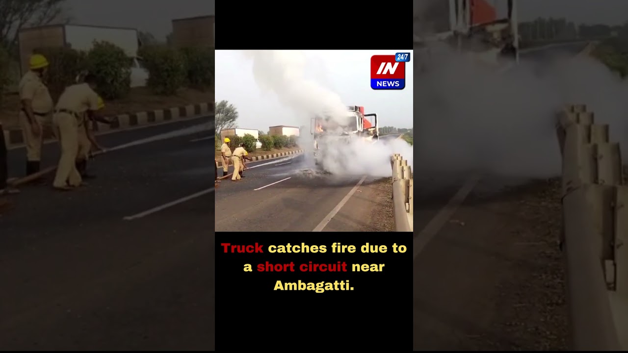 Truck catches fire due to a short circuit near Ambagatti | In News Belagavi |31/10/2023. #innews