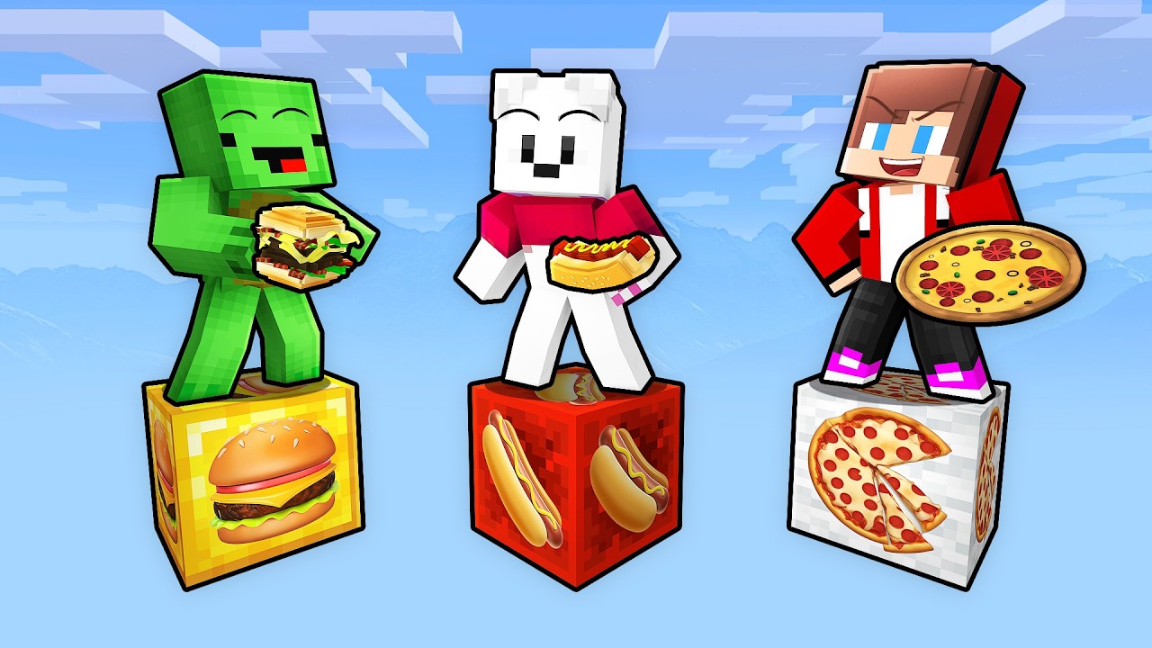 JJ vs Mikey vs Carrie: FOOD ONE BLOCK BATTLE in Minecraft - Maizen