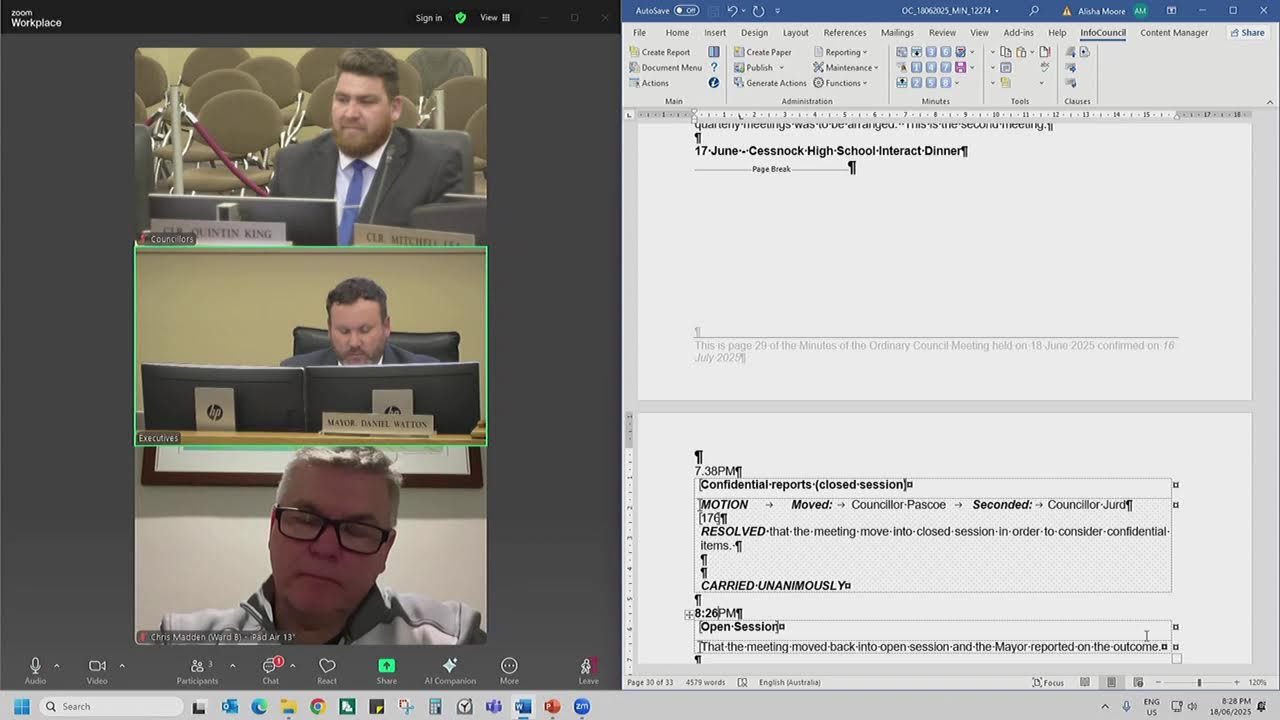 Cessnock City Council Meeting 18th June 2025
