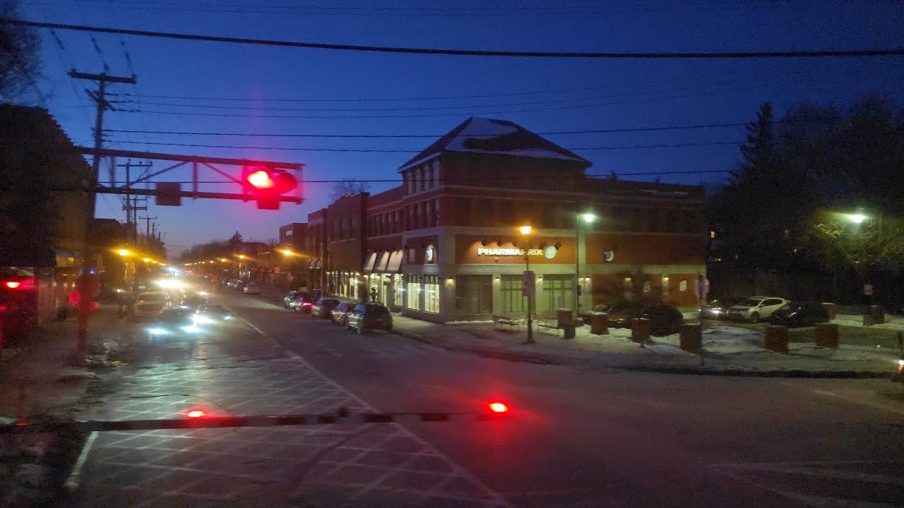 Exo commuter train ride at twilight between Lucien-L'Allier and Dorval stations 🌆 in Montreal