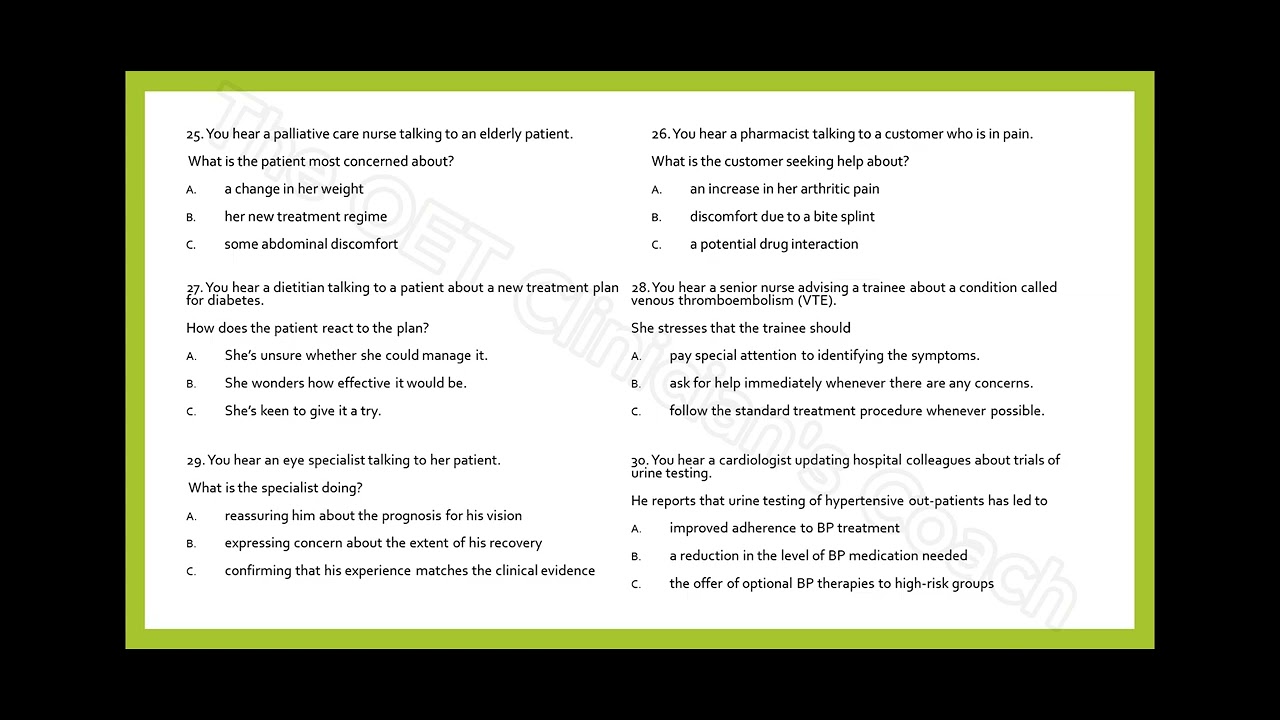 OET listening test 4 Part B #oet #oettraining #oetlistening #oetshadowing #medicalenglish