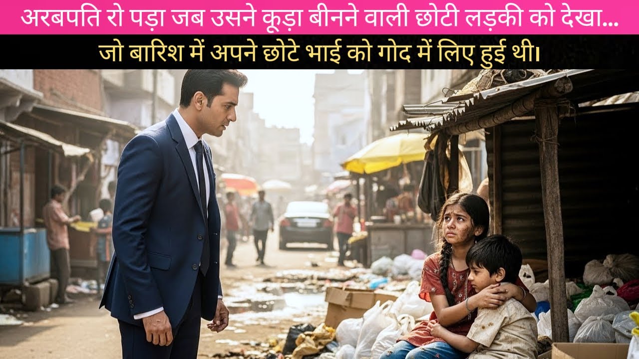 अरबपति बारिश में कचरा बीनती लड़की को भाई को गले लगाते देखकर भावुक होकर रो पड़ा।