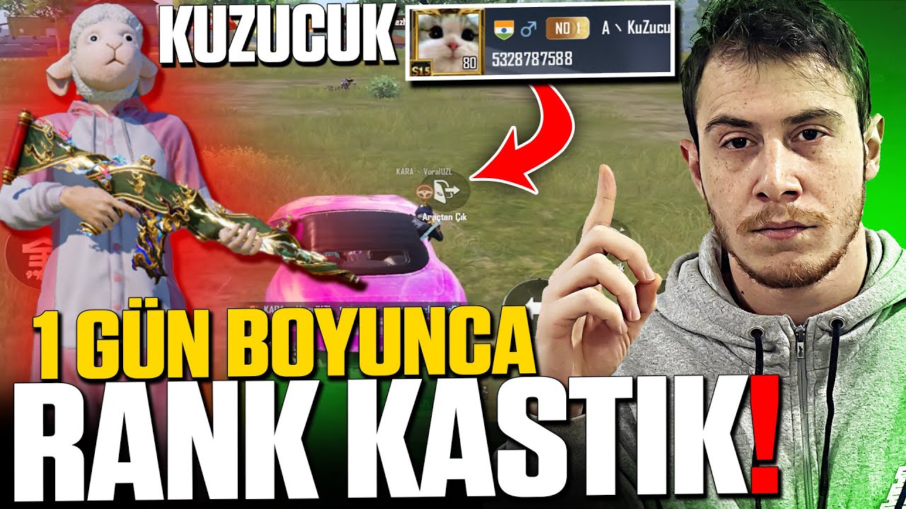 KUZUCUK İLE 1 G&Uuml;N BOYUNCA RANK KASTIK!! İNANILMAZ İYİ OYNUYOR!! PUBG Mobile