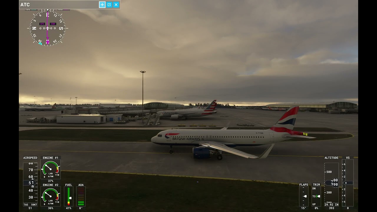 British Airways Airbus A320 take off from London Heathrow LHR/EGLL - MSFS20