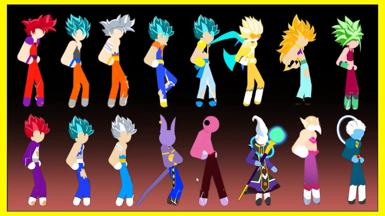 Stickman Warriors All Characters - Vegito, Goku, Beerus, Vegeta, Jiren...
