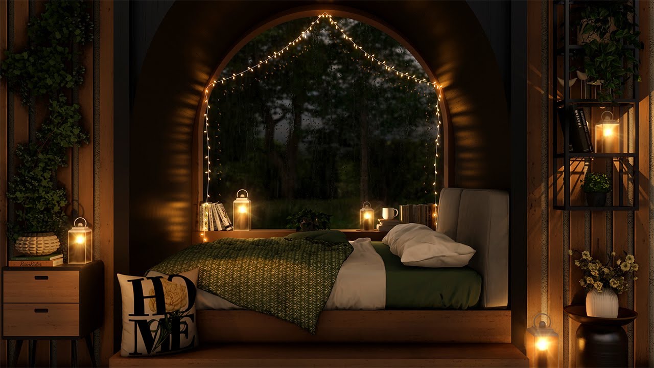 Cozy Rain And Thunder Sounds 🌧️ Fall Asleep In A Warm Sleeping Nook | Calming Rain Sounds & Thunders