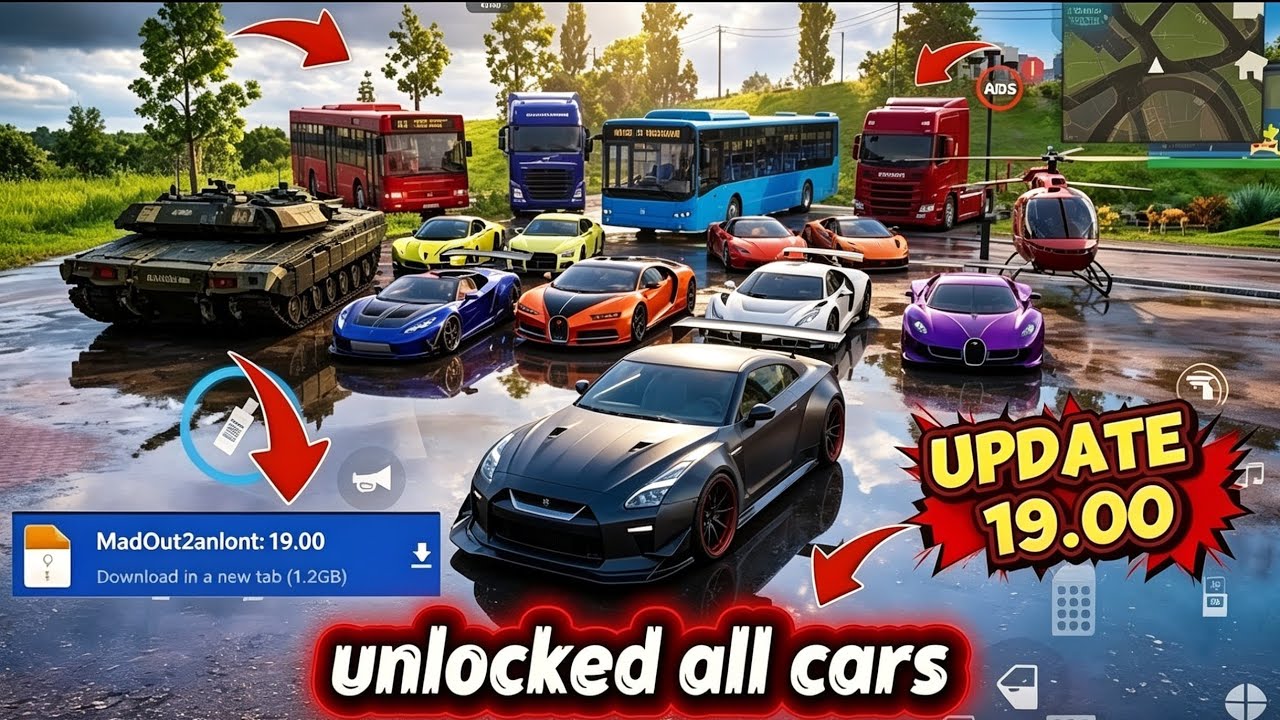 MadOut2 new update 19.00 APK | unlocked all cars ✅ | no ads unlimited nitro | Manu mod 🤑