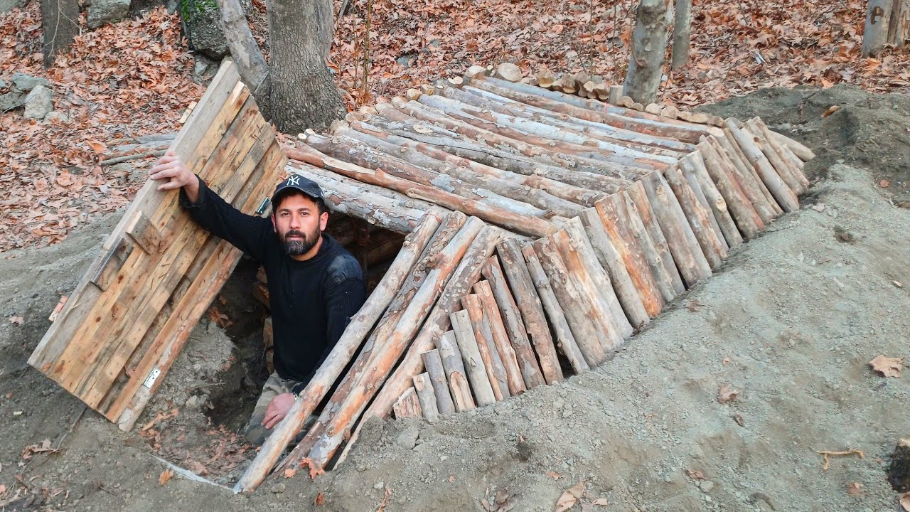 secret shelter warm and cozy dugout. undergrund