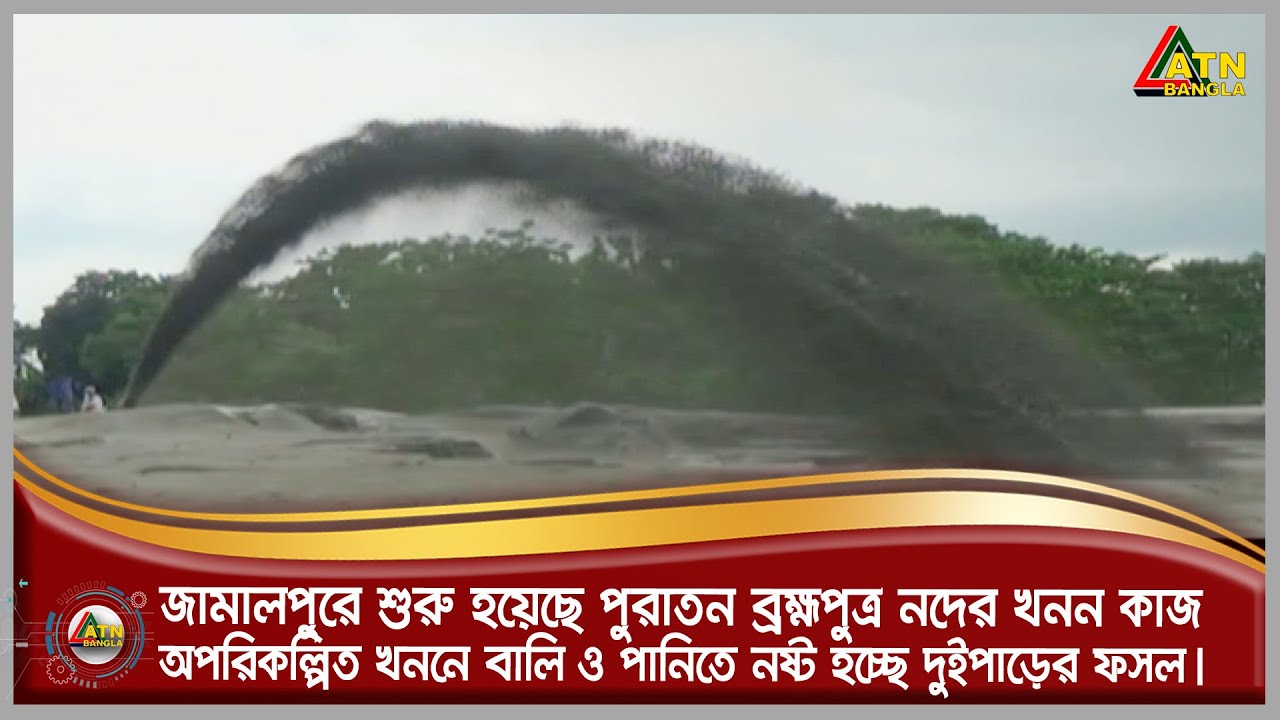 জামালপুরে পুরাতন ব্রহ্মপুত্র নদে অপরিকল্পিত খননে বালি ও পানিতে নষ্ট হচ্ছে দুইপাড়ের ফসল | ATN Bangla