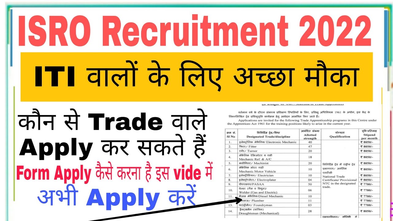 Isro Recruitment 2022 | Vssc Apprentice Recruitment 2022