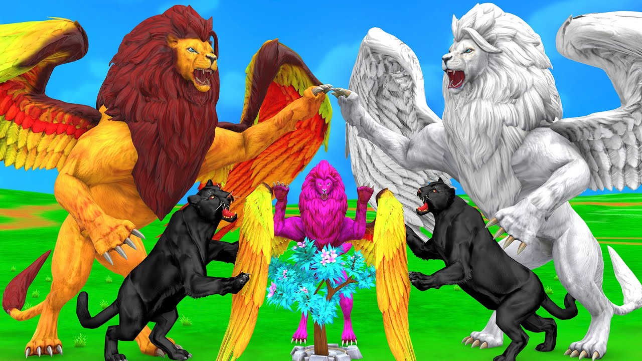 तीन भाई पंखों वाला शेर को धो क्रूर ब्लैक पैंथर और जादुई पेड़ 3 Bhai Pankho Wala Lion aur Jadui Tree