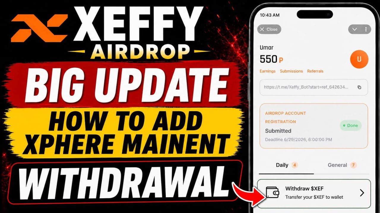 Xeffy Airdrop New Update || How To Add Xphere Mainnet In Wallet || Xeffy Airdrop Distribution Update
