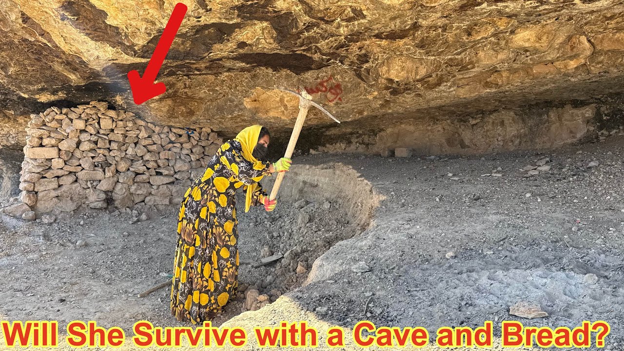 Бездомная девочка против дикой природы | Постройка пещеры и приготовление хлеба вручную
